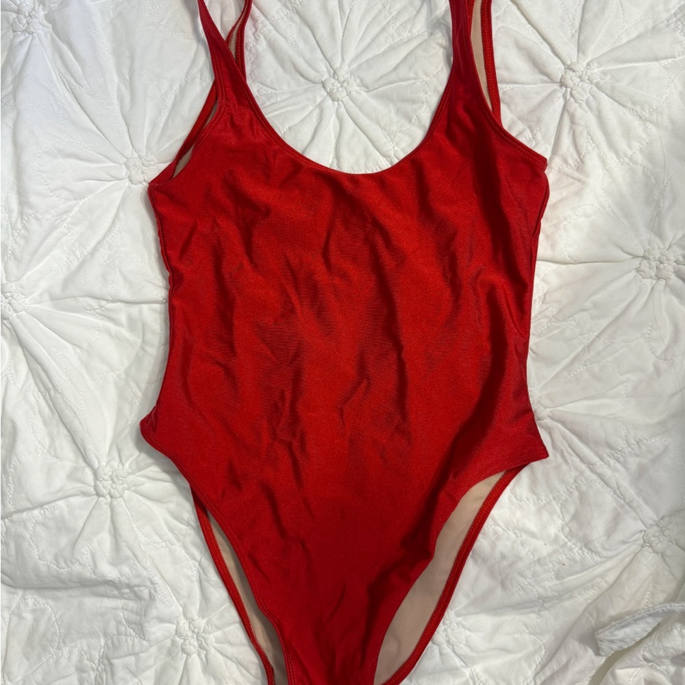 red one piece swimsuit looks